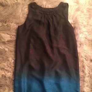 Taylor Blue Black Ombre Print 100% Silk Sleeveless